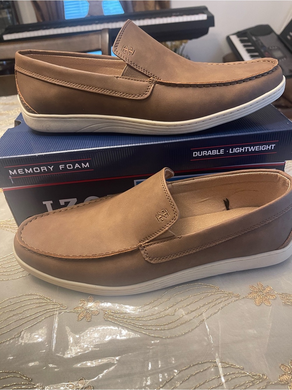 Izod Brown Tan Slip-On Casual Loafers